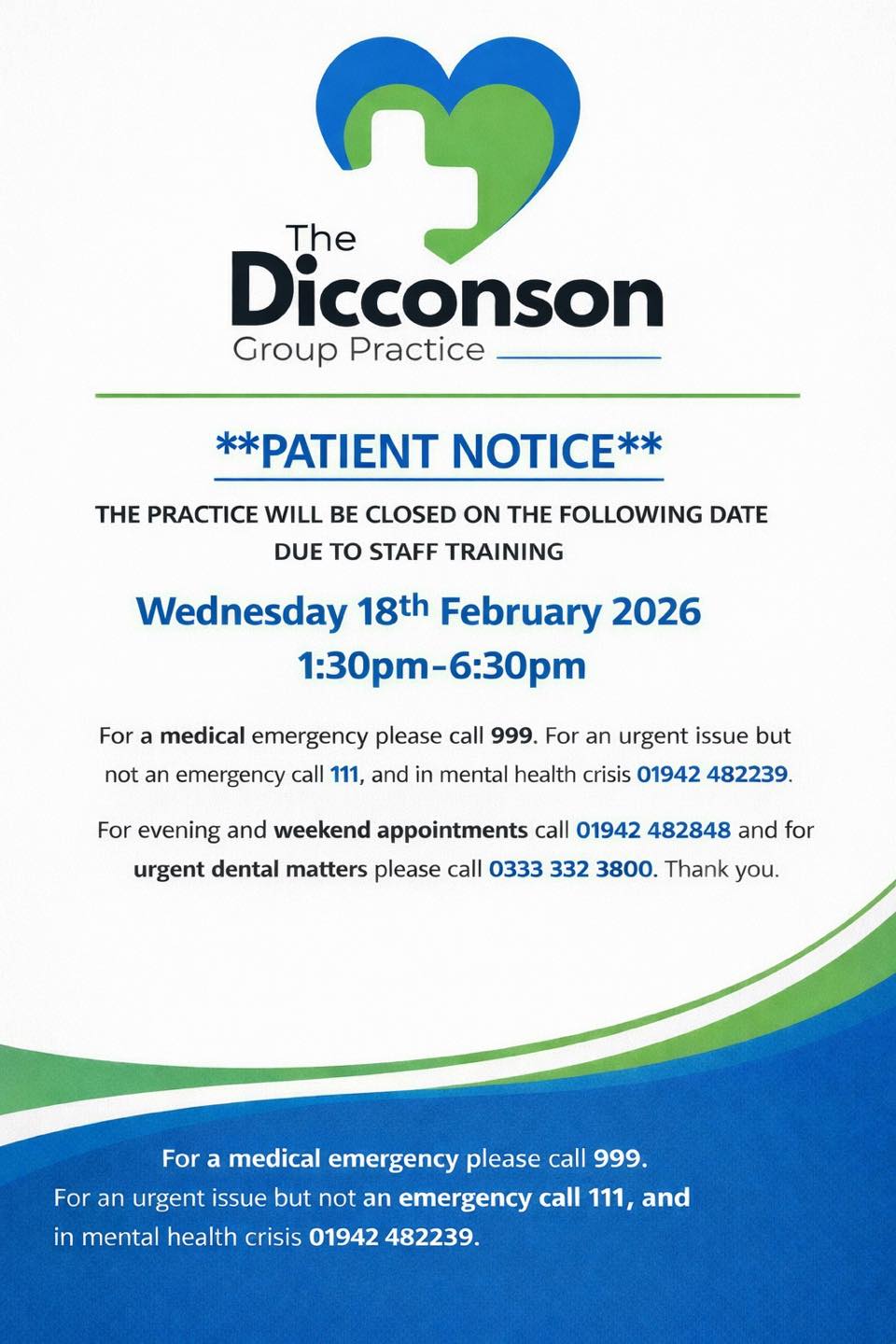 ! Patient Notice –  Staff Training !